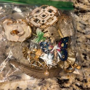 Elegant Gold and Blue Butterfly Brooch Set